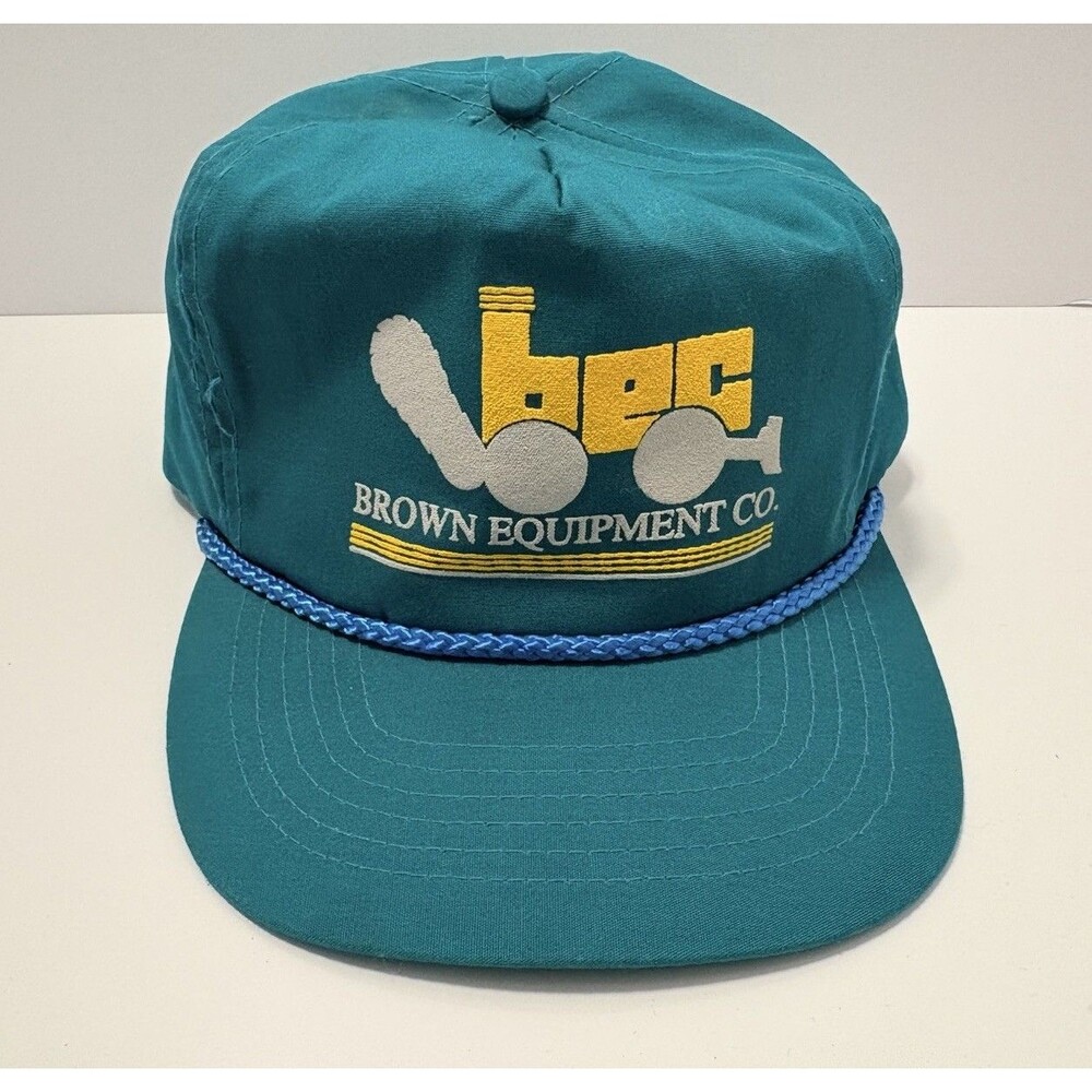 Vintage Brown Equipment Teal Blue Trucker Ball Cap Hat OG Truckers